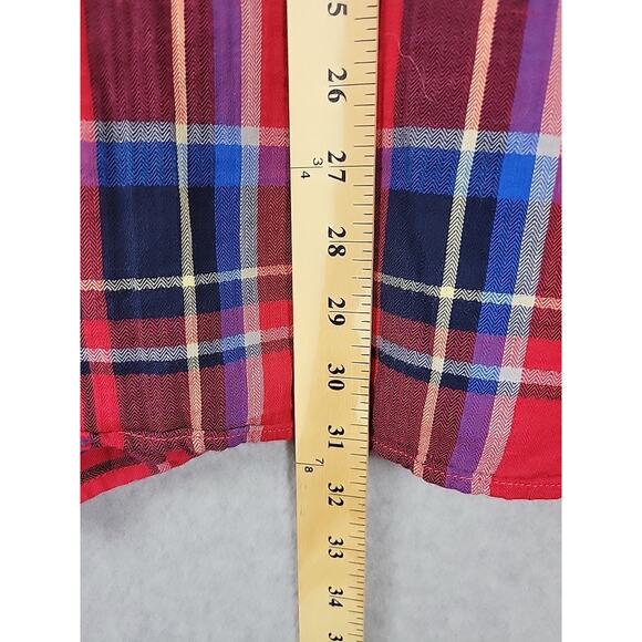 Lucky Brand 100% Cotton Red Blue Plaid LS Pearl Snap Western Shirt Men's XL - Picture 8 of 12